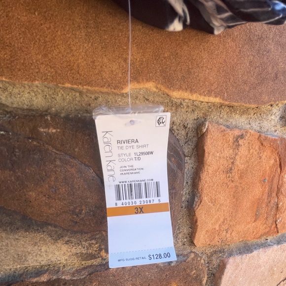 Karen Kane Blue and White Tie Dye Button Down Front Shirt Size 3X - Picture 11 of 16